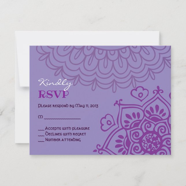 Lila HEMSA-HAND GOD Bat Mitzvah Reply Card RSVP Karte (Vorderseite)