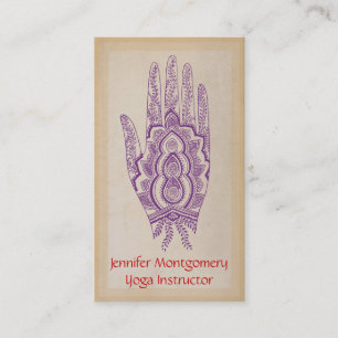 Lila Henna Hand Yoga Instructor Business Card Visitenkarte