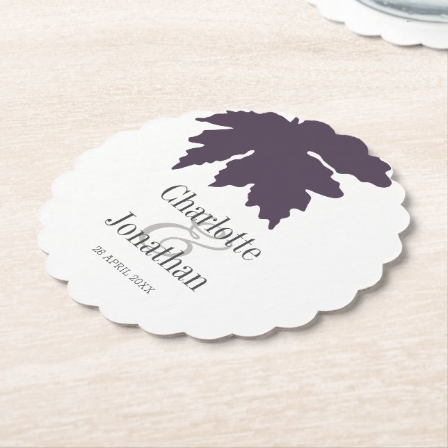 Lila Herbstmapfelleaf-Hochzeit/Engagement-Party Untersetzer (angewinkelt)