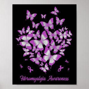 Lila Herz-Band-Fibromyalgie-Bewusstseinswarter Poster