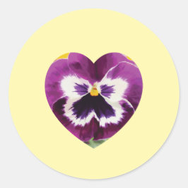 Lila Herz bei Pansy Digital Blume Runder Aufkleber