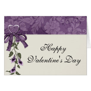 Lila Herz/Blume Glückwunschkarte für den Valentins