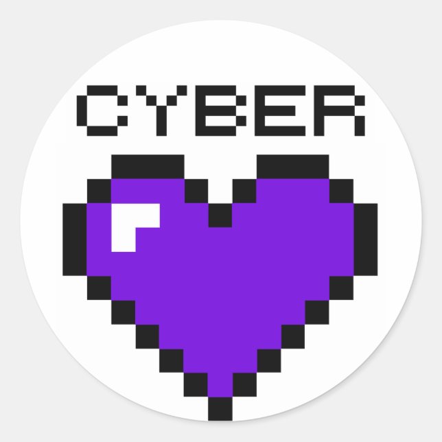 Lila Herz des Cyberkriegs Runder Aufkleber (Vorderseite)