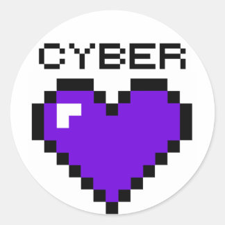 Lila Herz des Cyberkriegs Runder Aufkleber