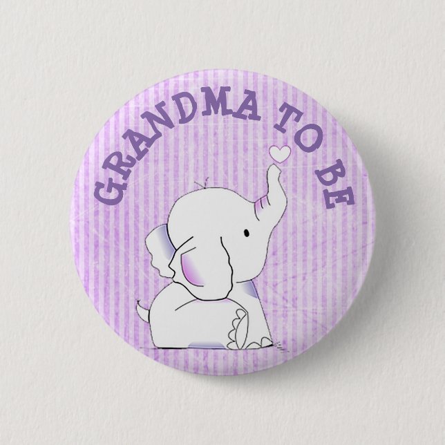 Lila Herz-Elefant-Baby-Duschen-Button Button (Vorderseite)