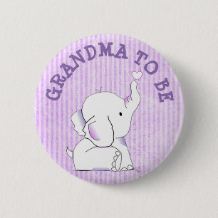 Lila Herz-Elefant-Baby-Duschen-Button Button