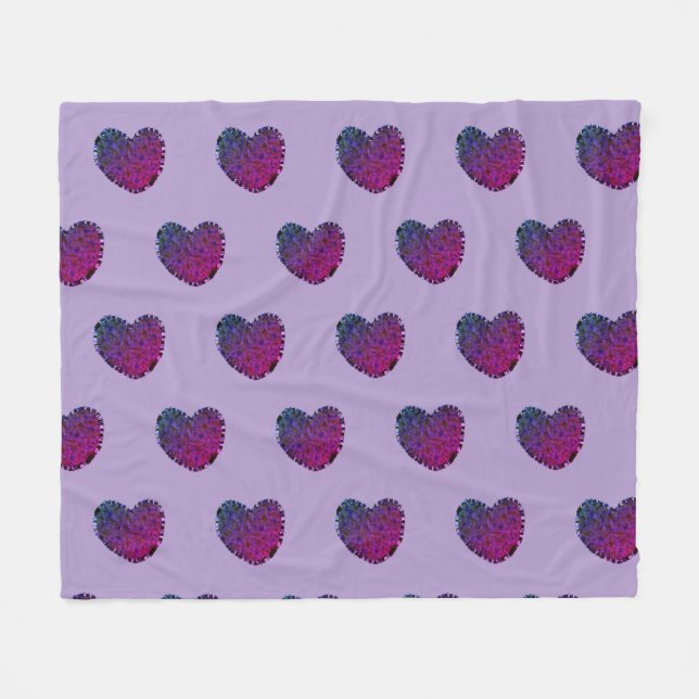 Lila Herz Fleece-Decke Fleecedecke (Vorderseite (Horizontal))