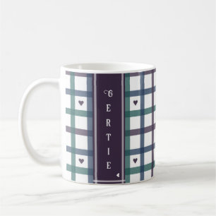 Lila-Herz-Gingham Kaffeetasse