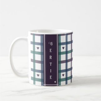 Lila-Herz-Gingham Kaffeetasse