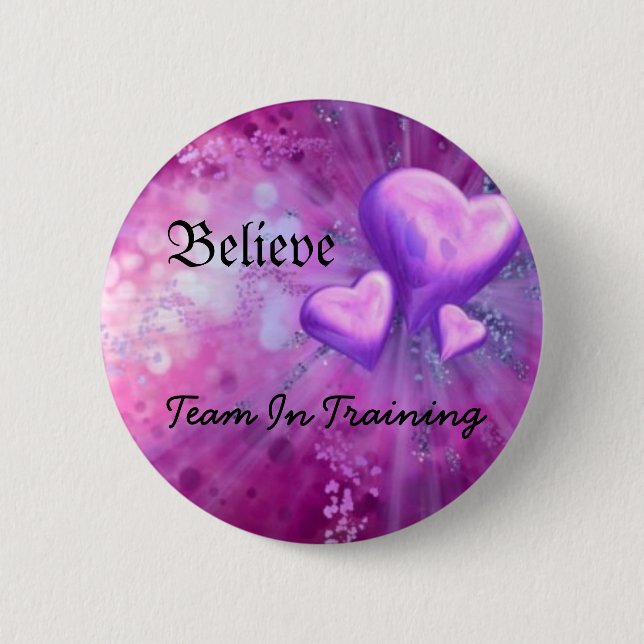 lila Herz, glauben, Team an Training Button (Vorderseite)