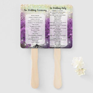Lila Herz-Leaf-Tree-Hochzeitsprogramm Fächer