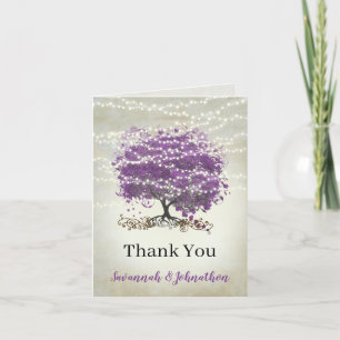 Lila Herz Leaf Tree Wedding Vielen Dank Dankeskarte