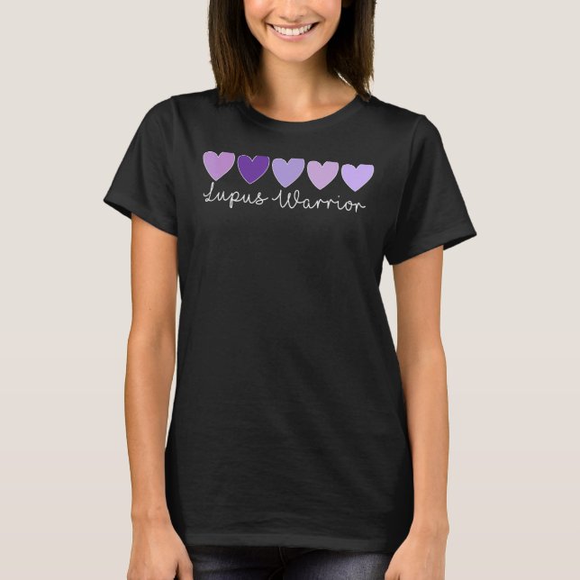 Lila Herz Lupus Bewusstsein Lupus Krieger 1 T-Shirt (Vorderseite)