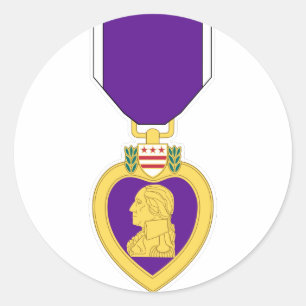 Lila Herz-Medaille Runder Aufkleber
