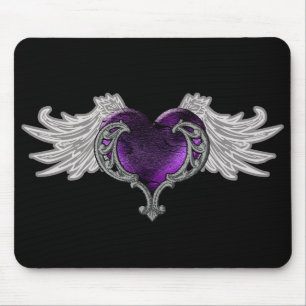 Lila Herz mit Angel Wings Mousepad