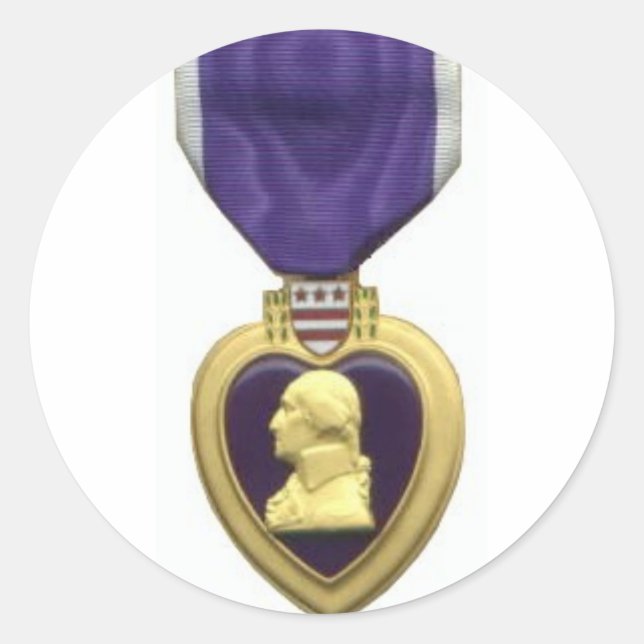 Lila Herz Runder Aufkleber (Vorderseite)