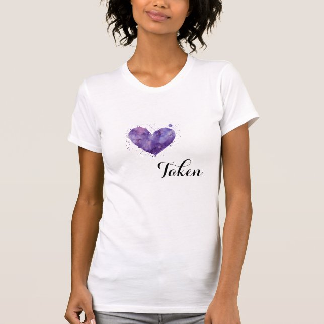 *~* lila Herz Spritzerwatercolor-Weiß GENOMMEN T-Shirt (Vorderseite)