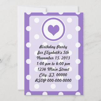 Lila Herz und Polka Dots Geburtstag Einladung