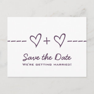 Lila Herzäquation Save the Date Postkarte