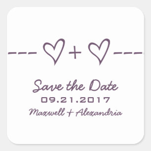 Lila Herzäquation Save the Date Stickers