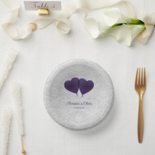 Lila Herzblasen Hochzeitspapierschüsseln Pappteller