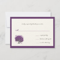 Lila Herzblatt Tree Borders Wedite Einladung