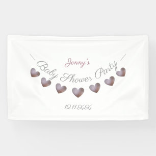 lila Herzbündel personalisierte Babydusche Banner