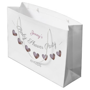 lila Herzbündel personalisierte Babydusche Große Geschenktüte
