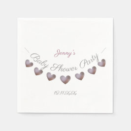 lila Herzbündel personalisierte Babydusche Serviette
