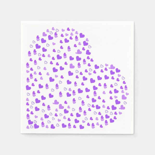 Lila Herzcluster Serviette (Vorderseite)