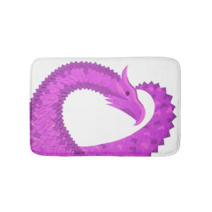 Lila Herzdrache in Weiß Badematte