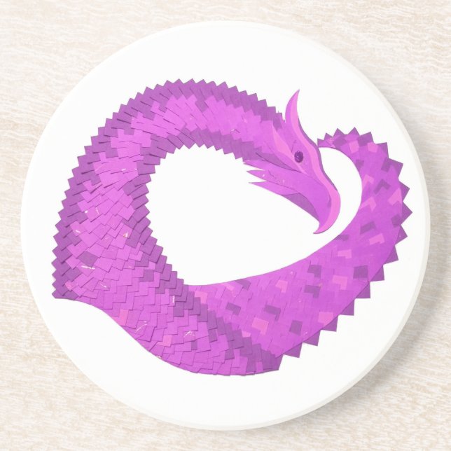 Lila Herzdrache in Weiß Getränkeuntersetzer (Vorne)