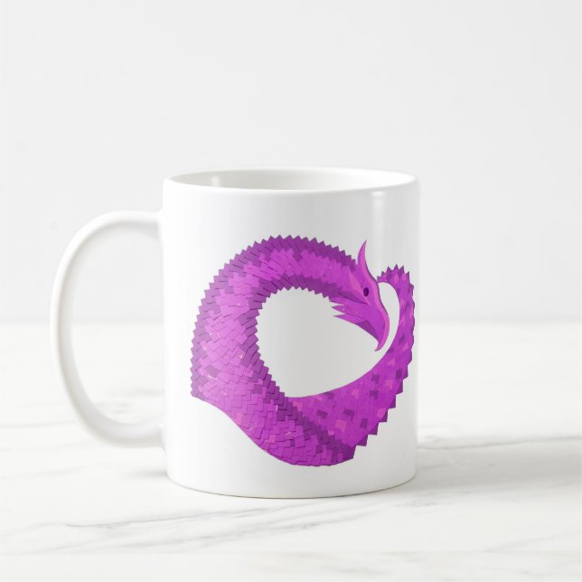 Lila Herzdrache in Weiß Kaffeetasse (Links)