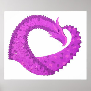 Lila Herzdrache in Weiß Poster