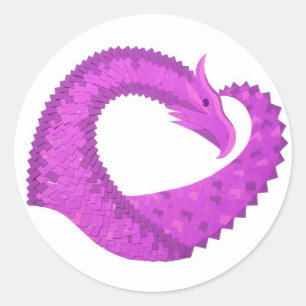 Lila Herzdrache in Weiß Runder Aufkleber