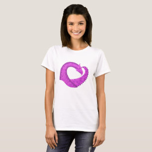 Lila Herzdrache in Weiß T-Shirt