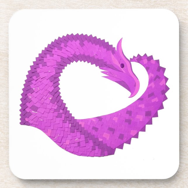 Lila Herzdrache in Weiß Untersetzer (Vorderseite)