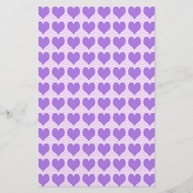Lila Herzen Briefpapier (Vorderseite)