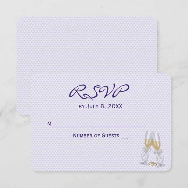 Lila Herzen des Hochzeitstils RSVP Einladung (Vorne/Hinten)