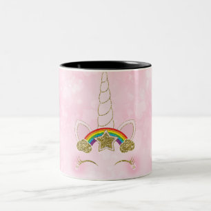 Lila Herzen Gold Regenbogen Stern Einhornhorn Gesi Zweifarbige Tasse