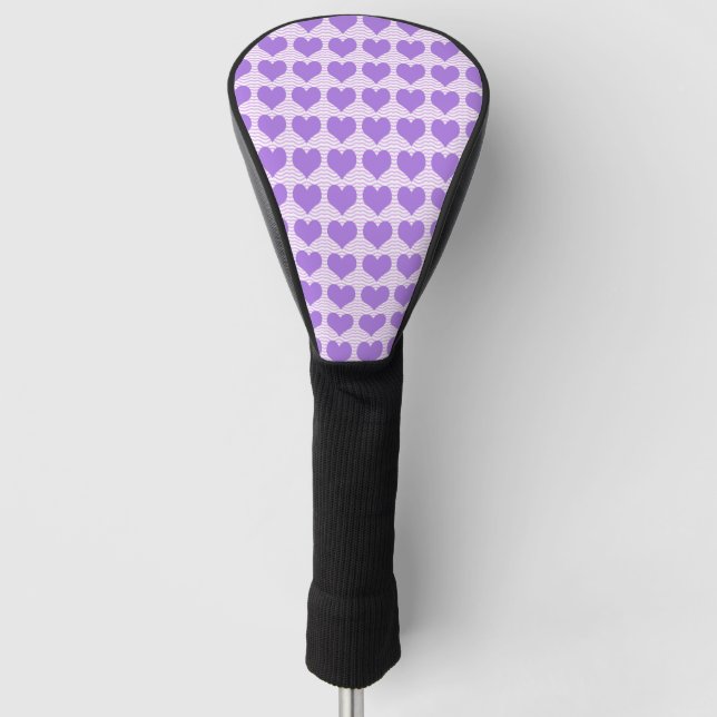 Lila Herzen Golf Headcover (Vorderseite)