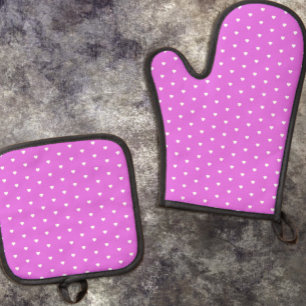 Lila Herzen Ofenhandschuh & Topflappen-Set