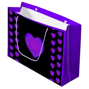 Lila Herzen schlagen B&W Große Geschenktasche Geschenktüte