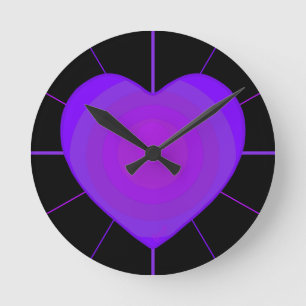 Lila Herzen schlagen B&W Round Clock Runde Wanduhr