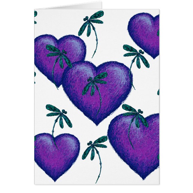 Lila Herzen und Libellen (Vorne)