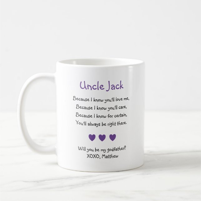 Lila Herzen werden Sie mein Pate Gedicht Foto sein Kaffeetasse (Links)