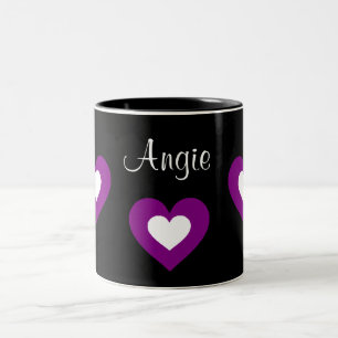 Lila Herzenkundengerechte Namensvalentine-Tasse Zweifarbige Tasse