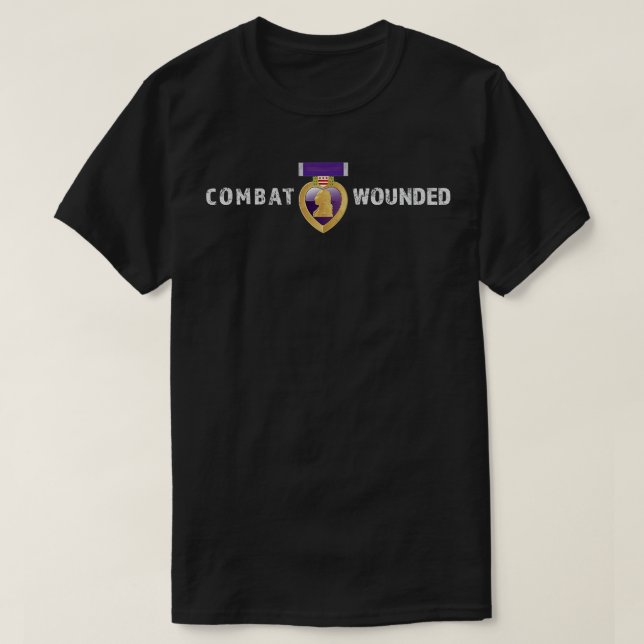 Lila Herzkampf Verwundete Militärbesatzung T-Shirt (Design vorne)