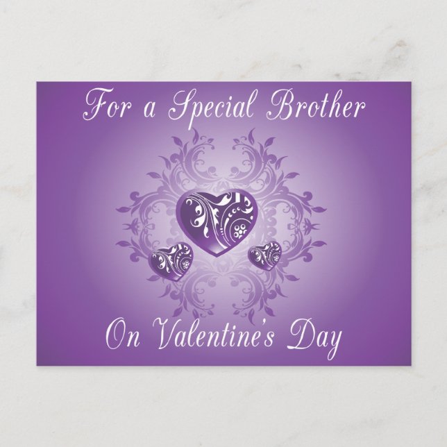 Lila Herzkarte, Bruder Valentine Postkarte (Vorderseite)
