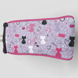 Lila Herzkatzen des mittleren Jahrhunderts Golf Headcover